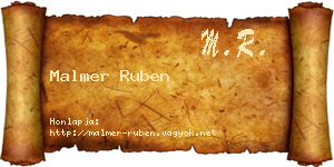Malmer Ruben névjegykártya
